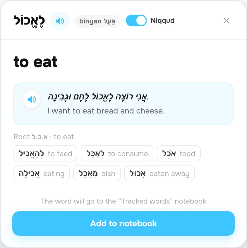 Word card: the root and words from the same root