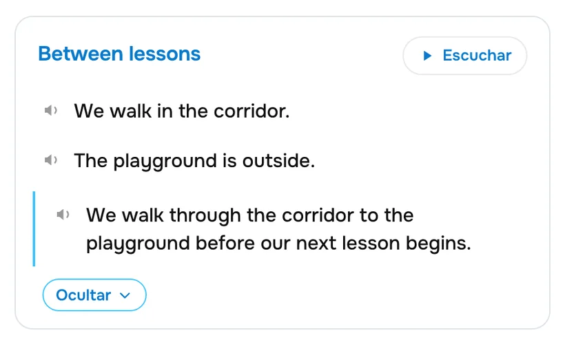 Frases de un texto, cada una con su audio